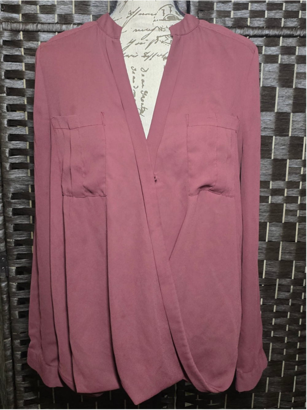 Anthropologie Maeve Surplice Faux Wrap Blouse Mauve Pink Women's Size 6